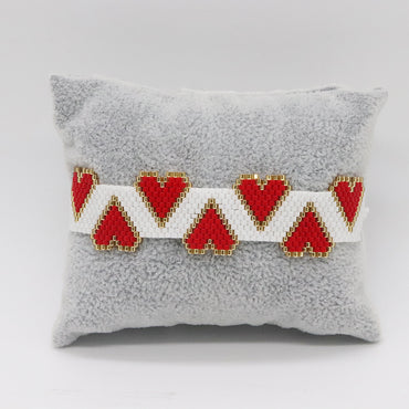 Ethnic Style Heart Shape Glass Knitting Women's Bracelets 1 Piece