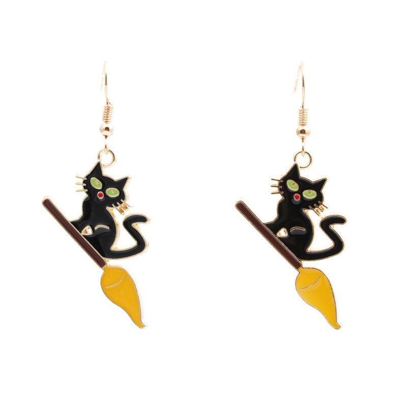 Halloween Fashion Cat Earrings Necklace Set Wholesale Jewelry Nihaojewelry