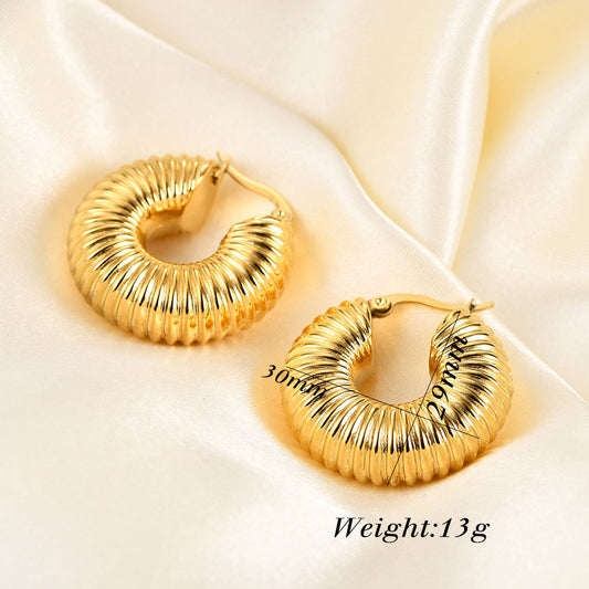 Fashion 18k Gold Plated Circle Ear Buckle Titanium Steel Earrings