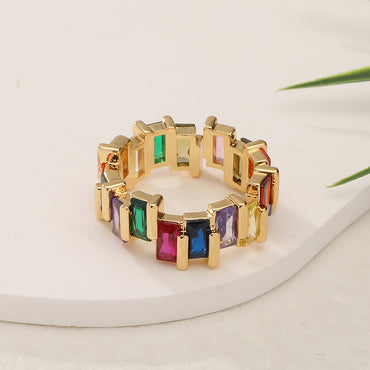 Luxurious Geometric Copper Gold Plated Zircon Open Ring