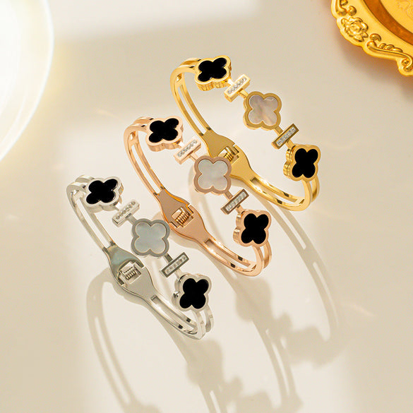 Natural Titanium Steel 18K Gold Plated Bangles