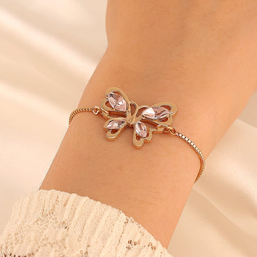 Elegant Butterfly Copper Butterfly Artificial Crystal Bracelets