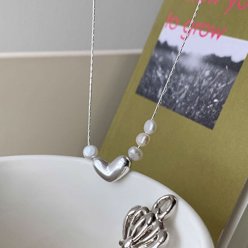 Sweet Heart Shape Sterling Silver Chain Pendant Necklace