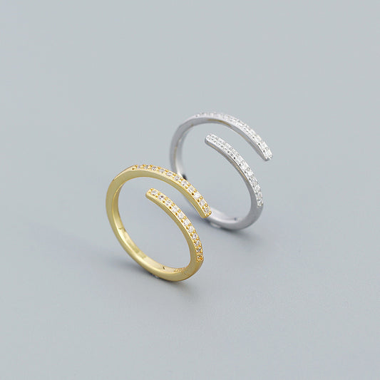 Fashion Geometric Sterling Silver Plating Zircon Open Ring