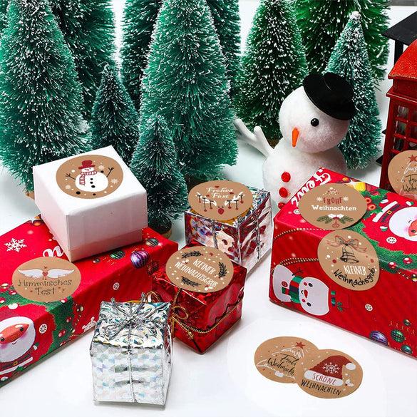 wholesale kraft paper christmas sticker merry christmas gift label holiday gift decoration sticker