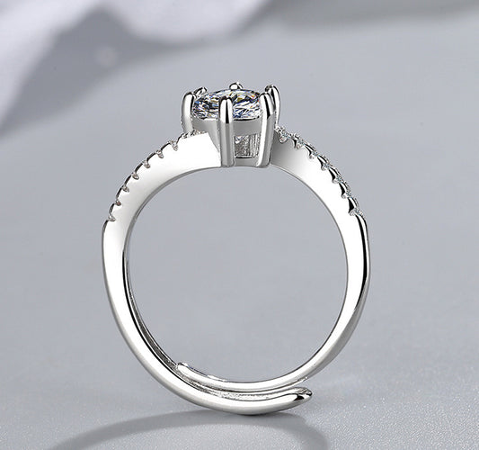 Simple Style Geometric Copper Plating Inlay Zircon White Gold Plated Open Rings