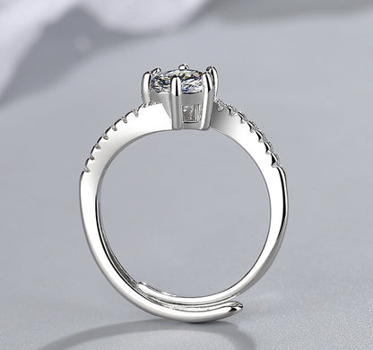 Simple Style Geometric Copper Plating Inlay Zircon White Gold Plated Open Rings