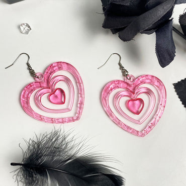 Exaggerated Sweet Heart Shape Arylic Hollow Out Women's Drop Earrings