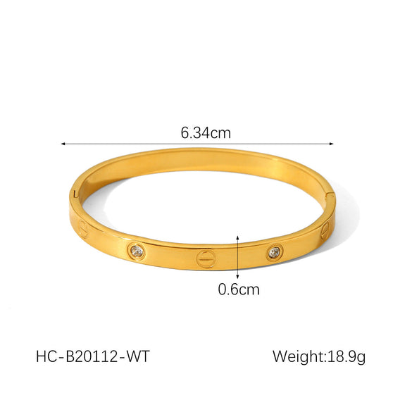 IG Style Round Stainless Steel Diamond Inlay Bangles