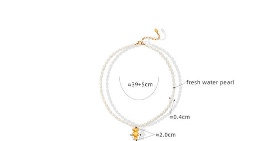 Cartoon Style Cartoon Character Imitation Pearl Titanium Steel Pendant Necklace Stainless Steel Necklaces