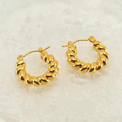 European and American INS style stainless steel earrings, twisted twist earrings, niche design, titanium steel spiral stud earrings, earrings