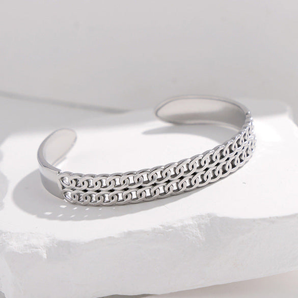 Expressive Stripe Stainless Steel Electroplating Bangles