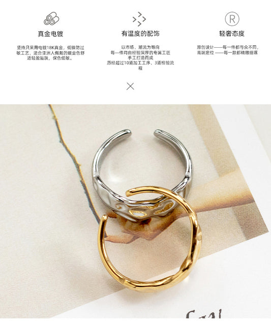 Simple Cross-border Titanium Steel Open Pattern Ring