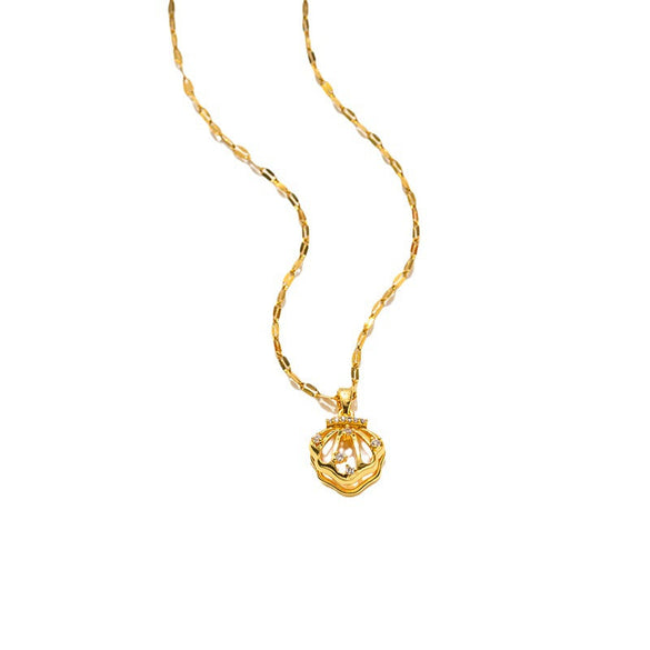 Korean Pentagram Geometric Titanium Steel 18K Gold Plated Necklaces