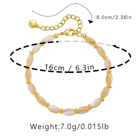 Ig Style Casual Oval Shell Pearls Copper 18k Gold Plated Bracelets In Bulk