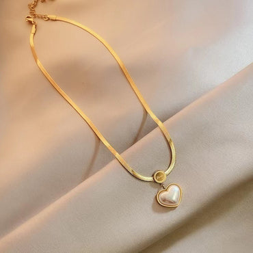 Sweet Heart Shape Titanium Steel Plating 18k Gold Plated Earrings Necklace