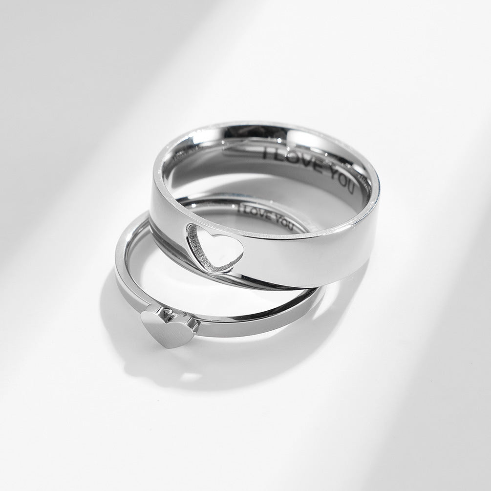 Fashion Heart-shaped Hollow Men And Women Titanium Steel Ring