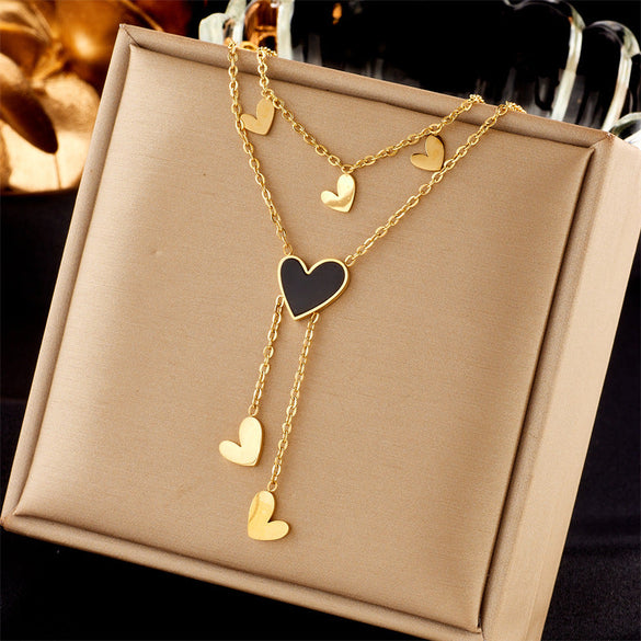 Bowknot Heart Pentagram Titanium Steel Electroplating Necklaces