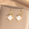 Moderate Luxury Flower Copper Diamond Inlay Stud Earrings