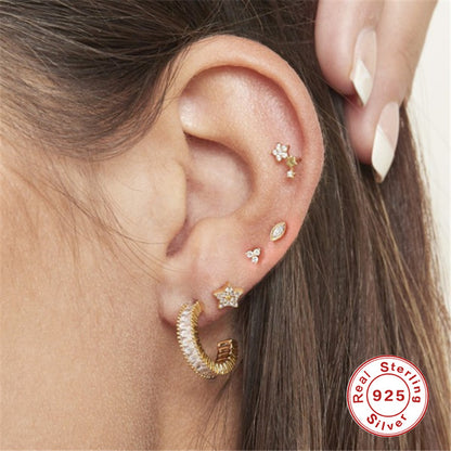 1 Piece Fashion Flower Plating Inlay Sterling Silver Zircon Ear Studs