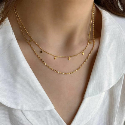 Fashion Geometric Stainless Steel Gold Plated Gold Plated Layered Necklaces