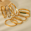 IG Style Ellipse Circle Round Stainless Steel Diamond Inlay Bangles