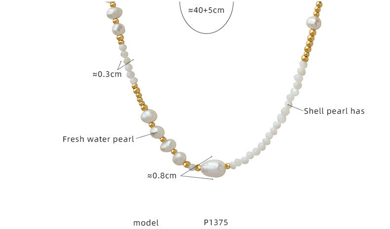 Simple Style Geometric Pearl Titanium Steel Necklace 1 Piece