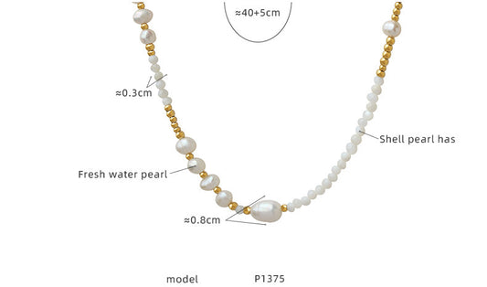 Simple Style Geometric Pearl Titanium Steel Necklace 1 Piece