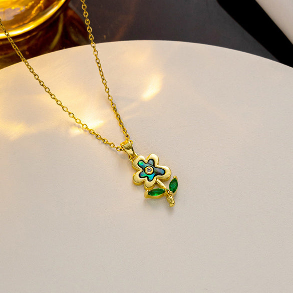 Quadrilateral Geometric Titanium Steel 18K Gold Plated Necklaces