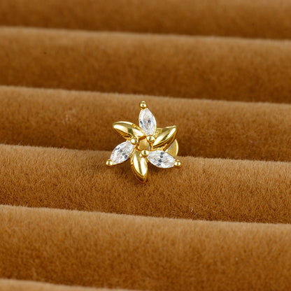 1 Piece Ig Style Simple Style Star Heart Shape Flower Plating Inlay Stainless Steel Zircon Ear Studs