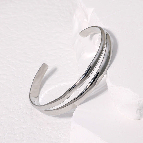 Minimalist Stripe Stainless Steel Electroplating Bangles