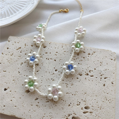 Simple Style Flower Freshwater Pearl Glass Choker In Bulk