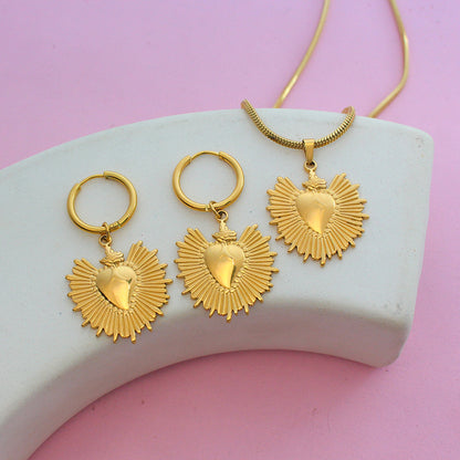 Wholesale Y2k Heart Shape Titanium Steel Plating Earrings Necklace