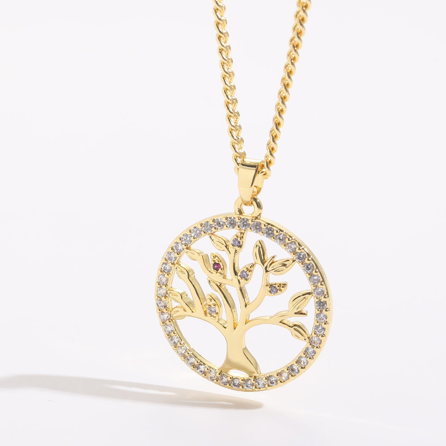 European and American hot sale wishing tree zircon necklace copper plated 14K real gold simple light luxury fashion OL jewelry pendant wholesale