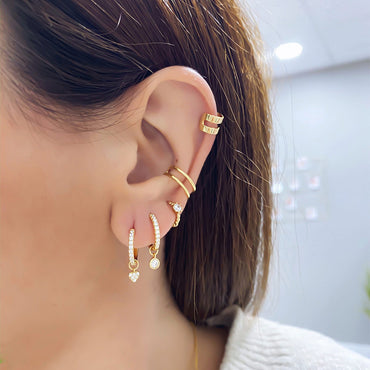 Wholesale Jewelry Fashion Heart Copper Artificial Gemstones Earrings