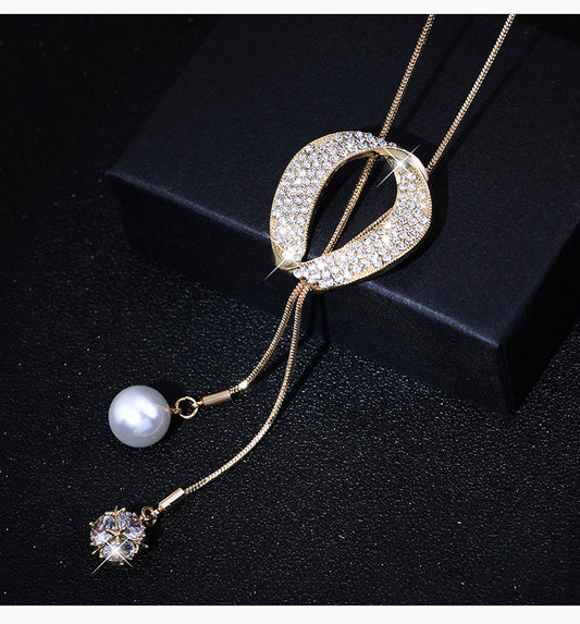 Fashion Tassel Alloy Inlay Artificial Pearls Rhinestones Women's Necklace 1 Piece