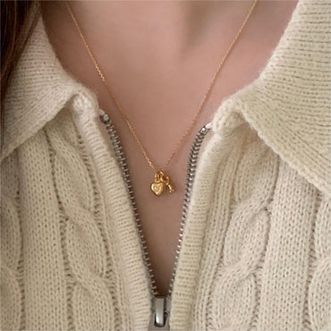 Elegant Heart Shape Key Sterling Silver Plating Pendant Necklace