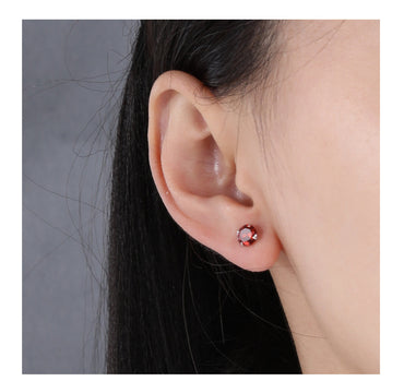 Simple Style Geometric Sterling Silver Zircon Ear Studs 1 Pair