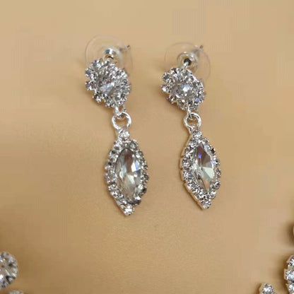 Fashion Bridal Set Crystal Flower Jewelry Set Banquet Wedding Necklace Accessories