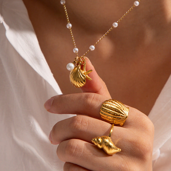 IG Style Round Geometric Stainless Steel Electroplating Necklaces