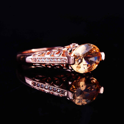 Cross-border Foreign Trade New European And American Morganite Colored Gemstone Hollow Ring