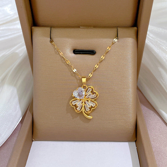 Moon Geometric Stainless Steel Electroplating Necklaces