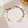 Moderate Luxury Women Pearl Geometric Titanium Steel 18K Gold Plated Bracelets