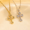 Moderate Luxury Cross Geometric Titanium Steel 18K Gold Plated Necklaces
