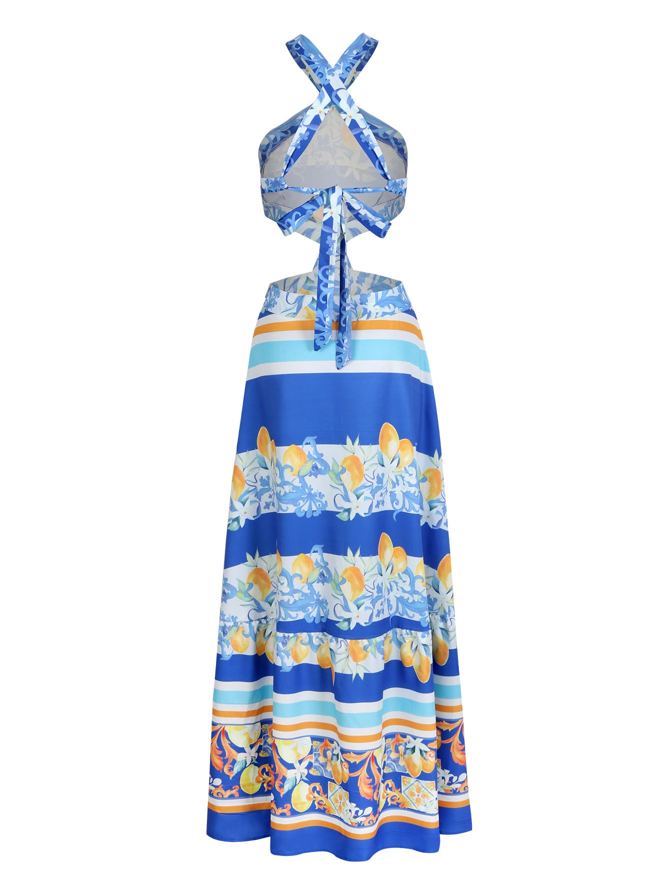 Women's Regular Dress Vacation Halter Neck Sleeveless Flower Maxi Long Dress Daily Beach