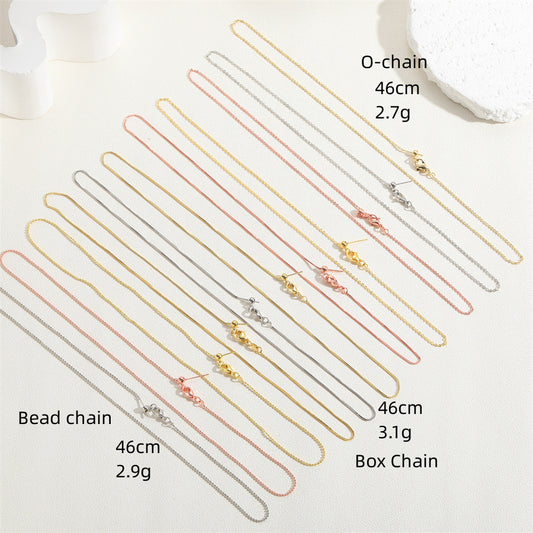 Cross-border popular basic needle universal chain cross O-word chain, Amazon popular color-retaining electroplating box, chain bead chain