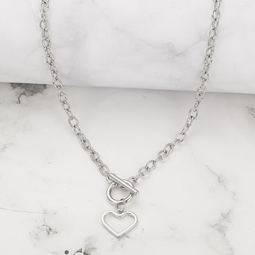 New Heart Pendent Ot Buckle Alloy Thick Clavicle Chain