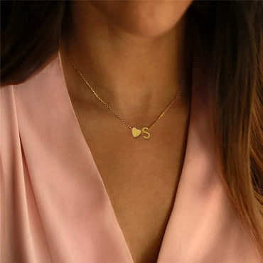 Amazon's new necklace with initial heart necklace copper plated 14K real gold heart monogram necklace