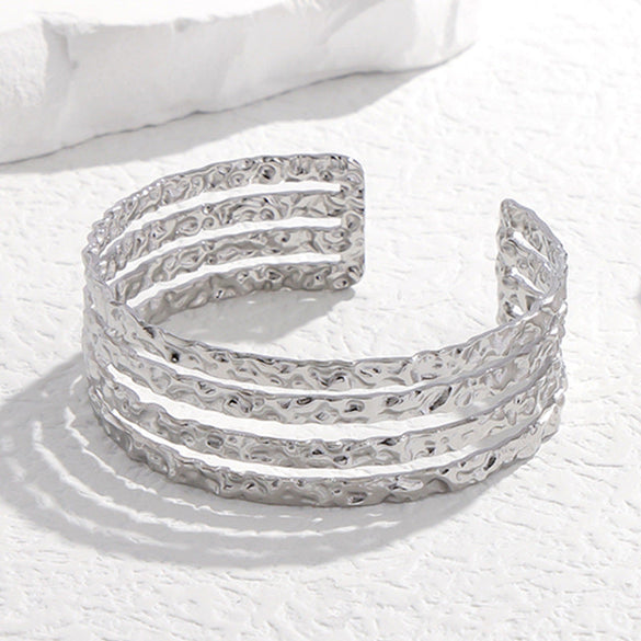 Expressive Stripe Stainless Steel Electroplating Bangles