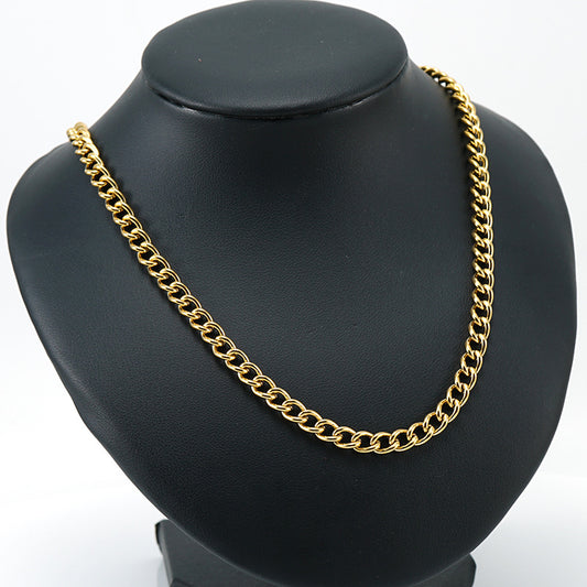 Hip-hop Geometric Stainless Steel Gold Plated Men's Bracelets Necklace